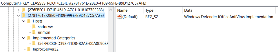 既定で登録されている AMSI プロバイダー