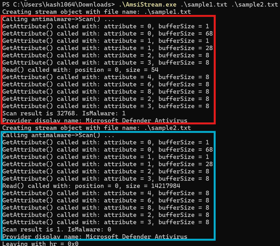 AMSI でファイルのスキャンを実行する