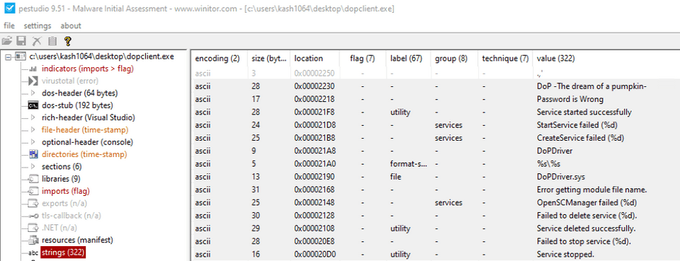 DoPClient 内の文字列情報