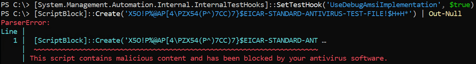 UseDebugAmsiImplementation を有効化する