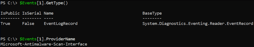 保存されたイベントの確認