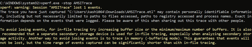 イベントのロストが発生した場合の警告